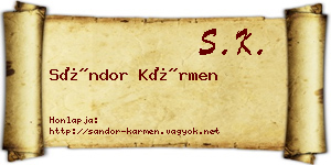 Sándor Kármen névjegykártya