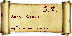 Sándor Kármen névjegykártya